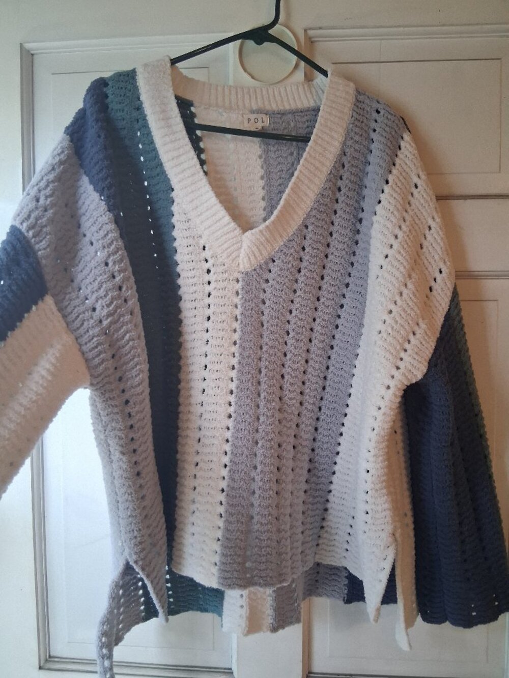POL Bold On Stripes Knit V-neck Sweater Oversized